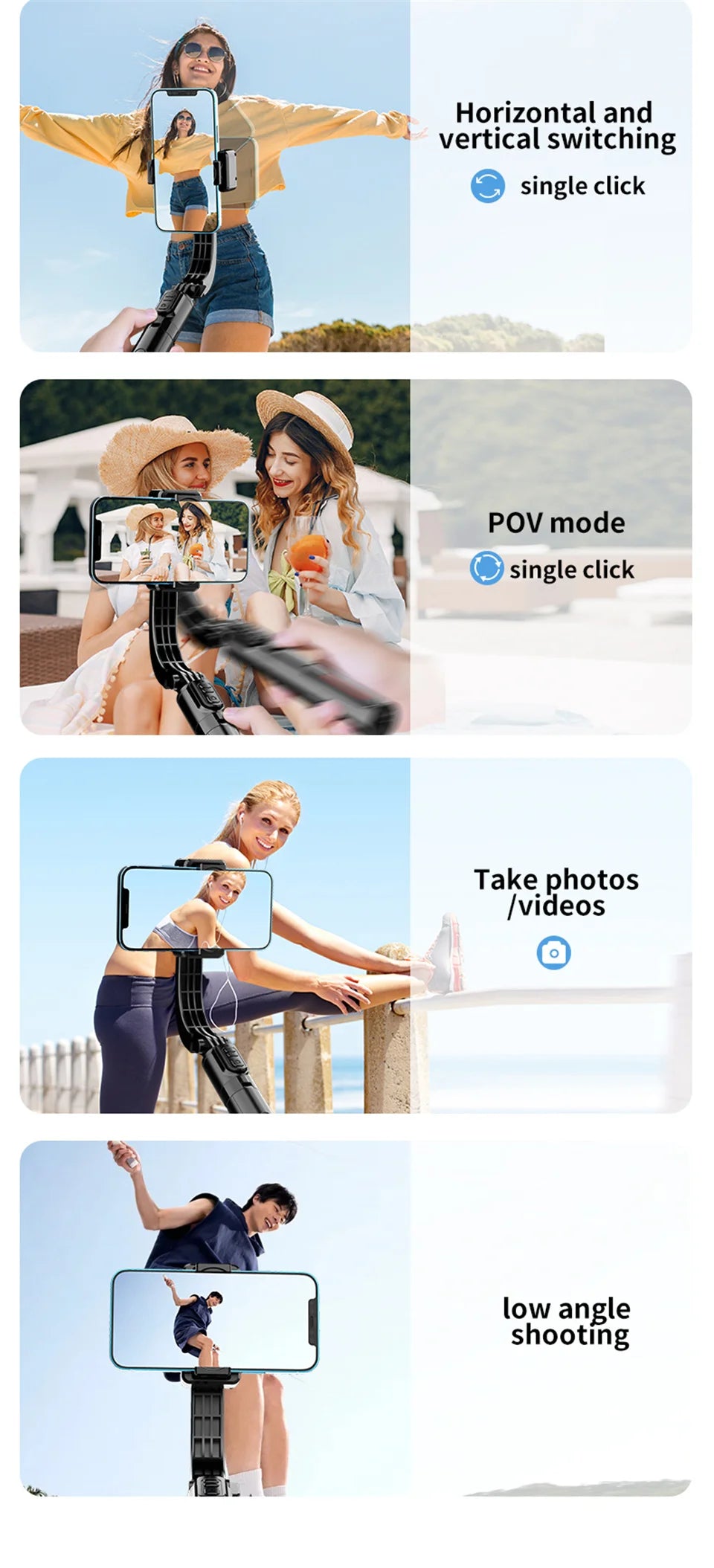 COOL DIER 2025 New Bluetooth Handheld Gimbal Stabilizer Mobile Phone Selfie Stick Adjustable Tripod for Smartphone Tiktok Live