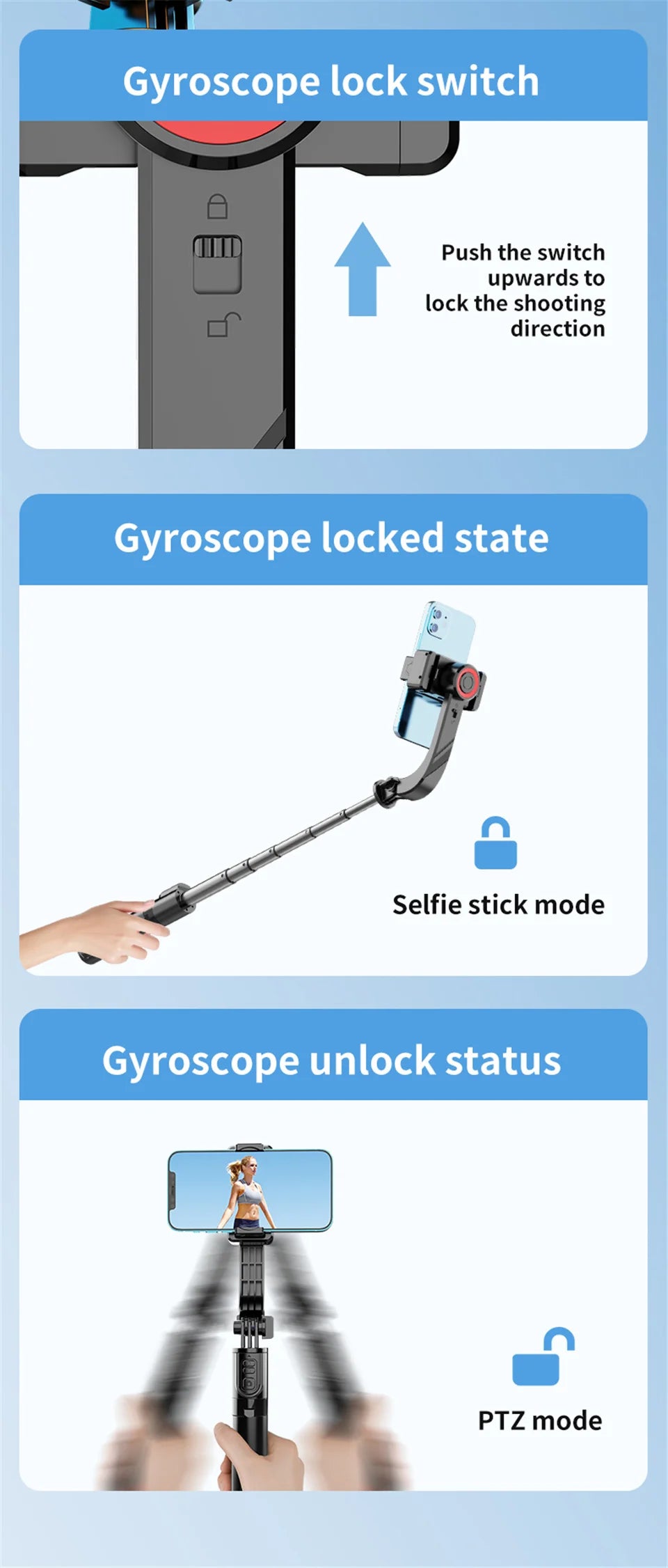 COOL DIER 2025 New Bluetooth Handheld Gimbal Stabilizer Mobile Phone Selfie Stick Adjustable Tripod for Smartphone Tiktok Live